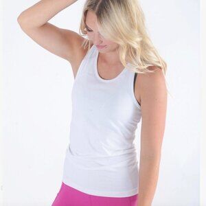 Zyia Active White Copper Charge Scoop Neck Fitted Athletic Tank Top Large